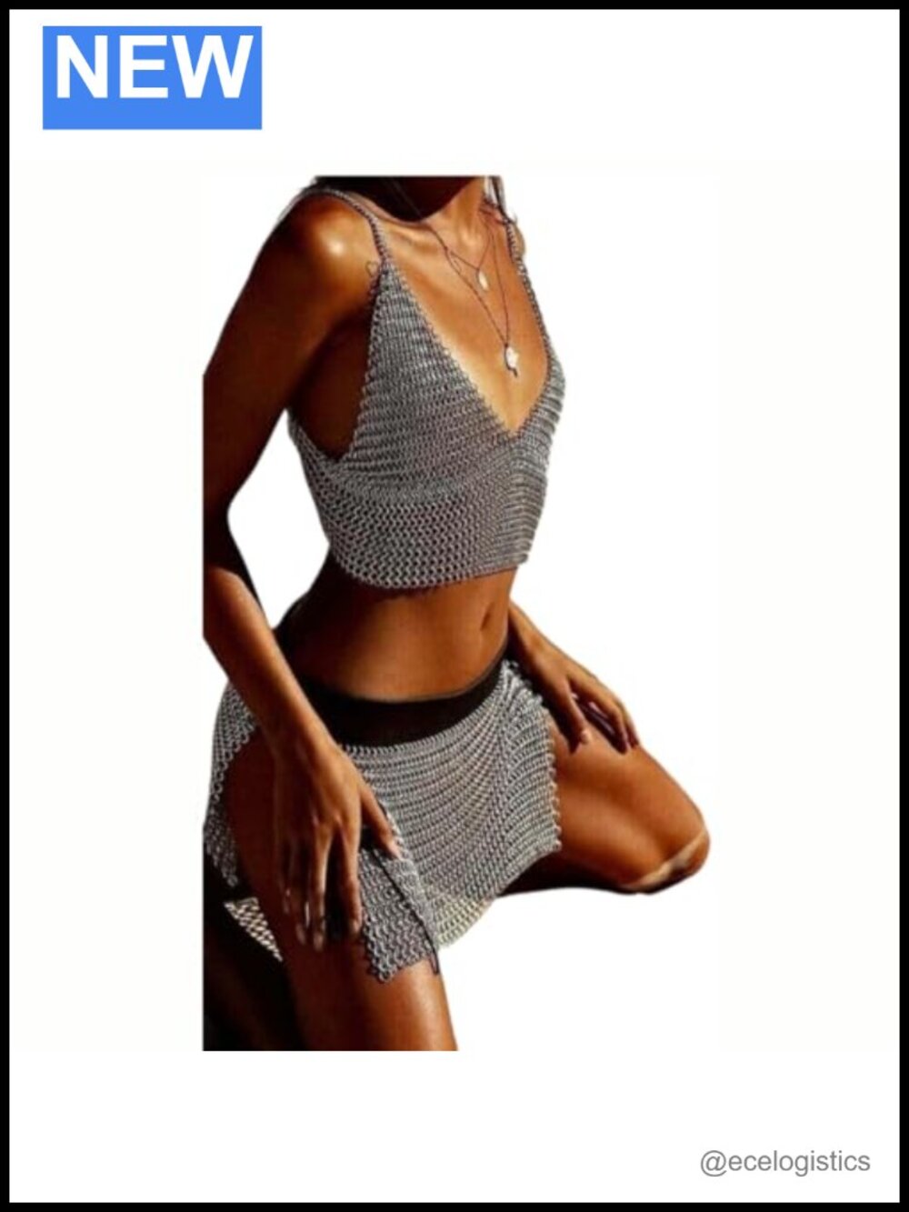 Fantasy Chainmail Bikini Top Aluminum Chain Mail Bra Women's Cosplay Costume